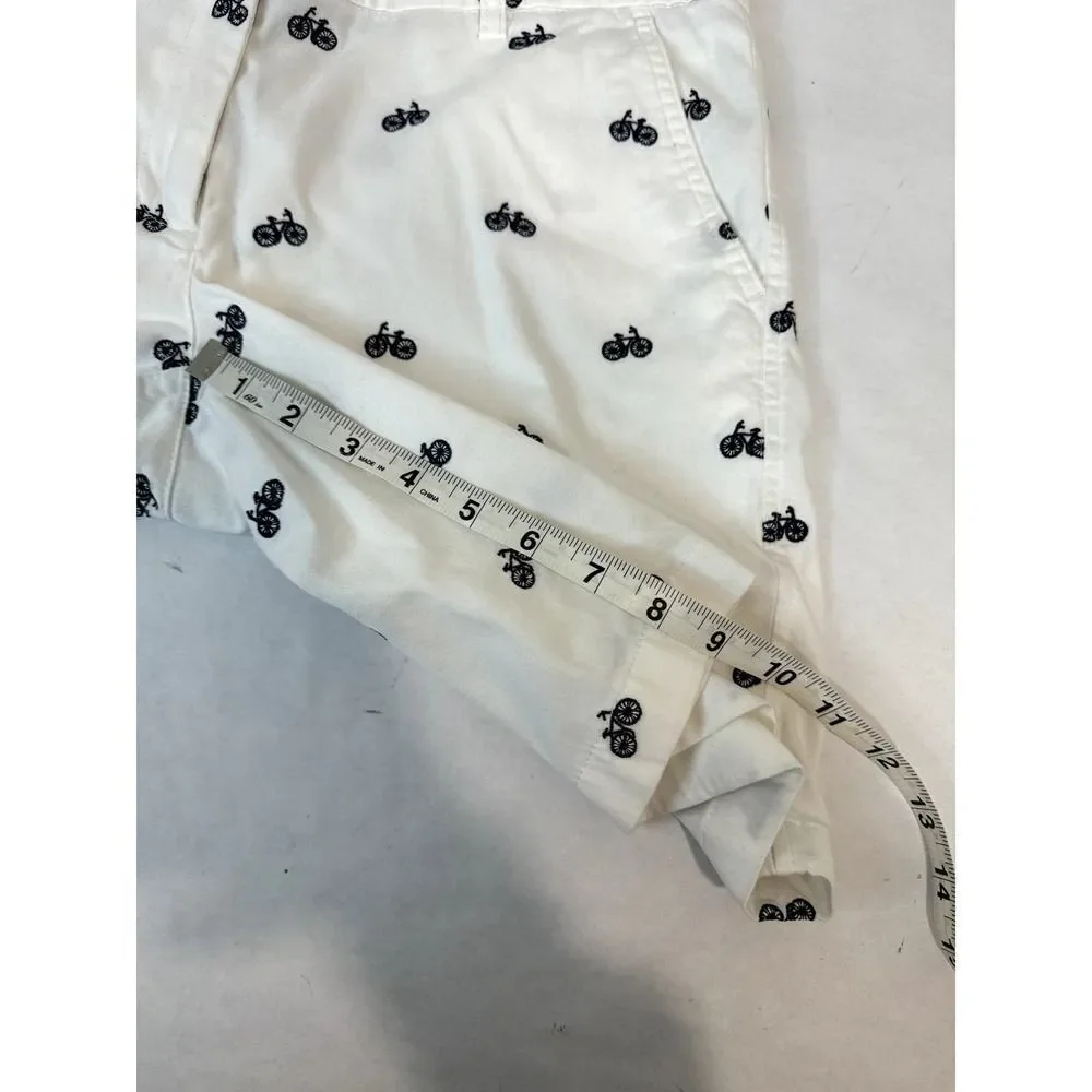 British Khaki Bicycle Print Chino Shorts 97% Cotton - Women Size 4